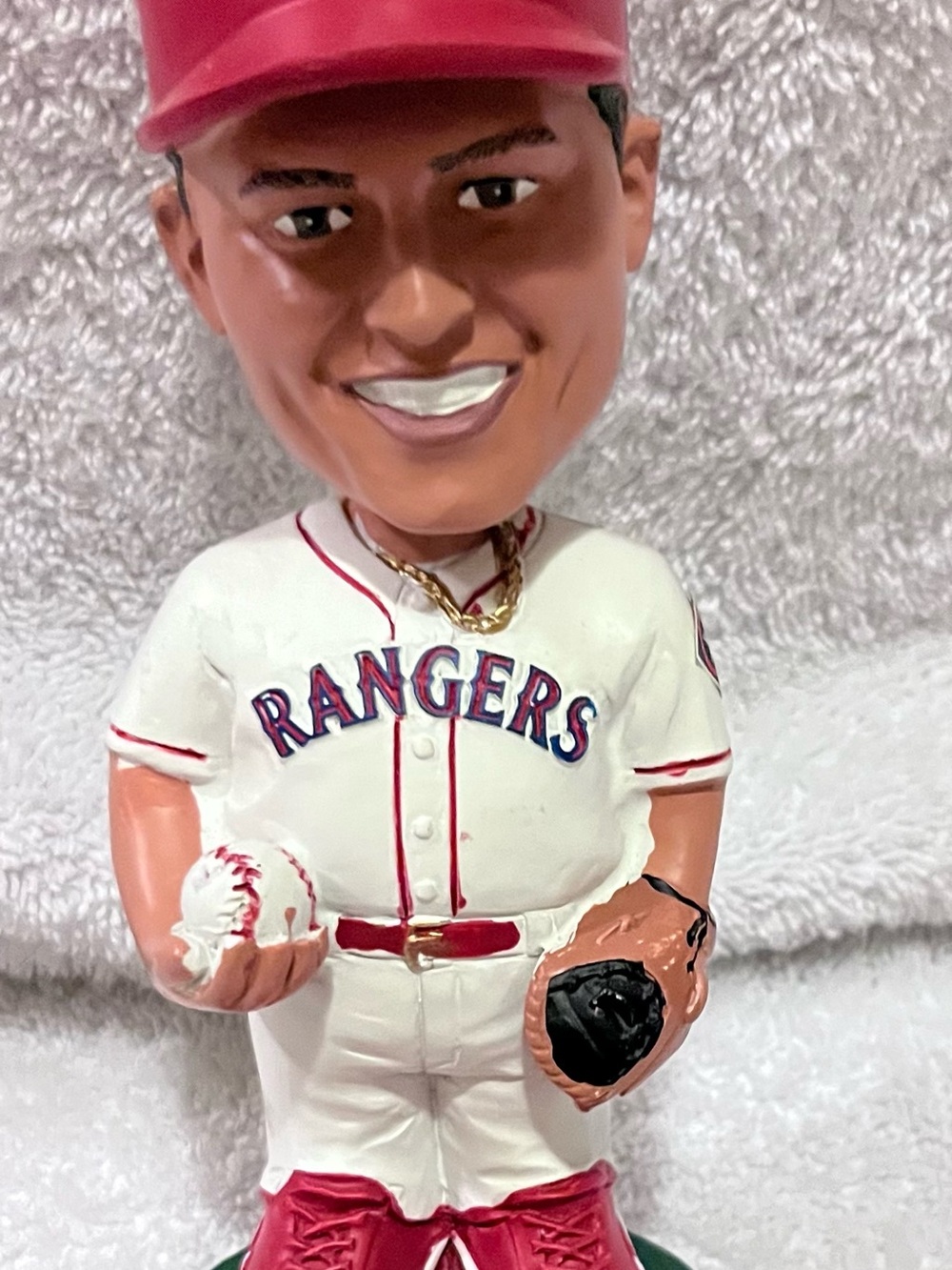 Rangers Red and White Baseball Player Bobblehead
